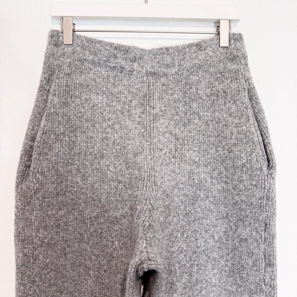 Zara Knit High Rise Wide Leg Ribbed Pull On Jogging Pants Stretch Gray Medium - Picture 4 of 11